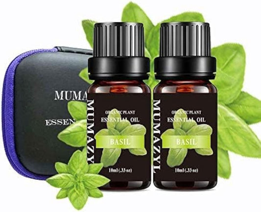 Basil Essential Oil, Basil Oil for Diffuser Humidifier Yoga Cleaning DIY Candle Soap Making Essential Oils 2 Pack x10ml