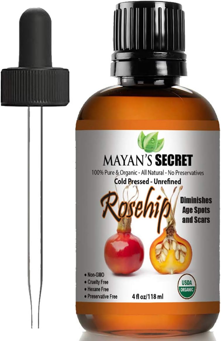Mayan's Secret Pure Carrier and Essential oils for Skin Care, Hair, Body Moisturizer for Face-Anti Aging Skin Care (Rosehip Organic, 4oz)