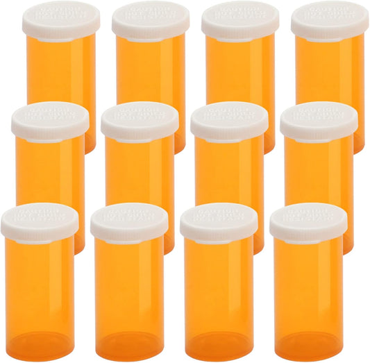 Empty Plastic Pill Bottles with Easy Open Snap Caps (Not Child Resistant), Prescription Medication Vials, Clear Containers, Pill Cases Dispenser Organizers (13 Dram, 12pcs)