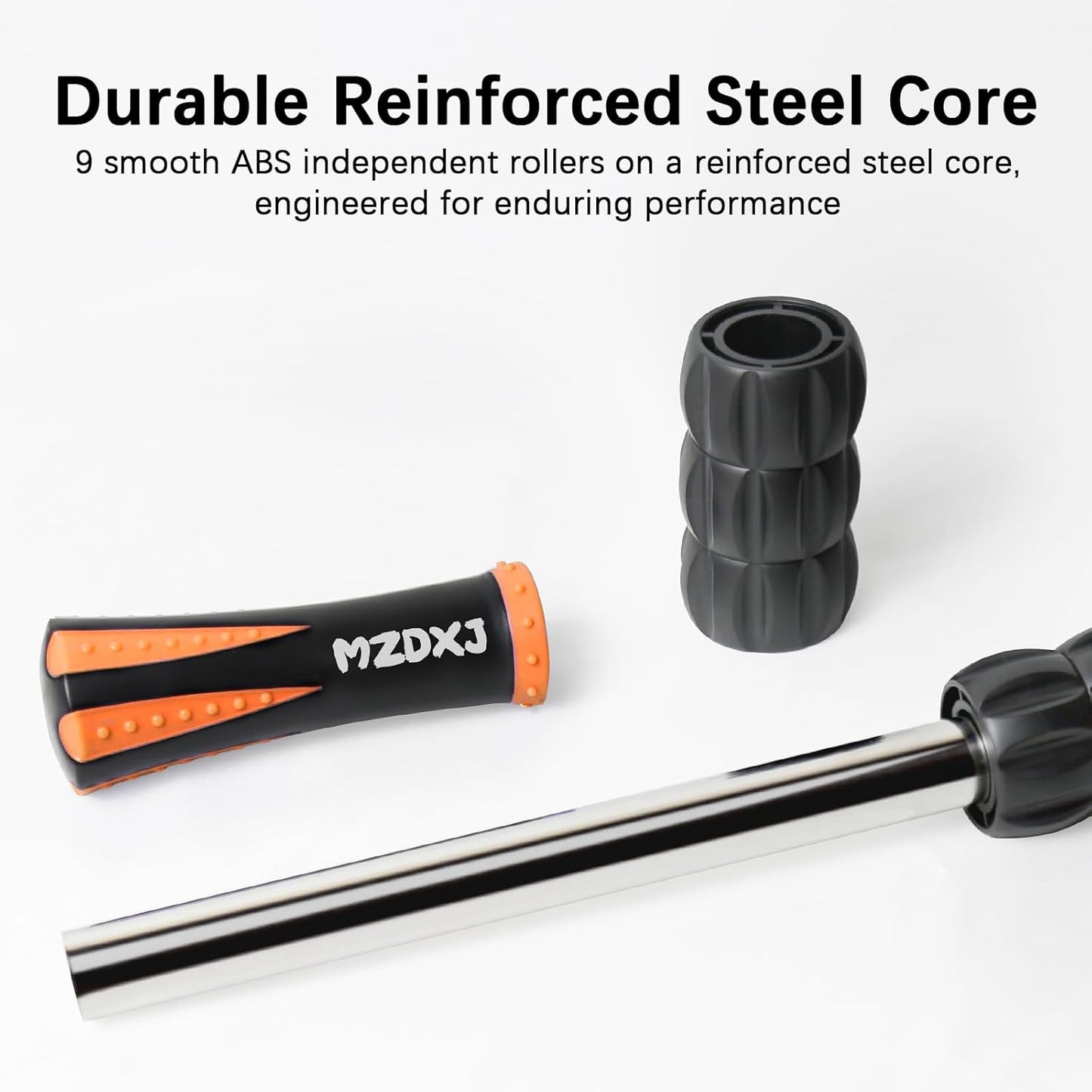 Muscle Roller Stick for Athletes -Roller Massager for Myofascial Pain Relief - Handheld Physical Therapy & Recovery Tool(Orange black-18 inch)