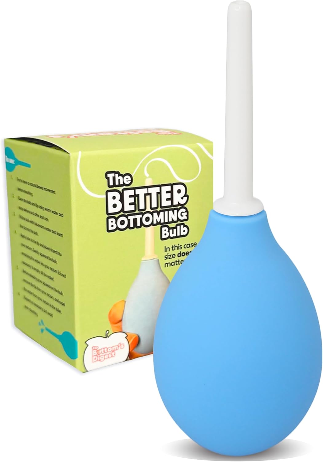 Bottom’s Digest Enema Bulb 3.0-oz Anal Douche with Easy-Clean 6-cm White Tip for Men & Women
