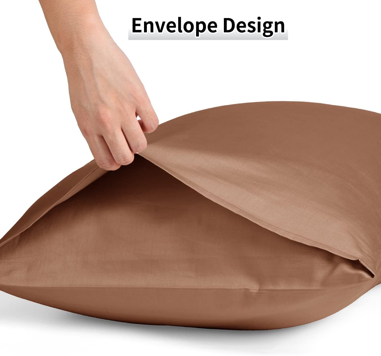 Warmstar Cotton Pillow Cases King Size Set of 2, 600 Thread Count Pillowcases 20x36 Inches, Soft Long Staple Cotton Pillowcases Breathable with Envelope Closure,Coffee Brown