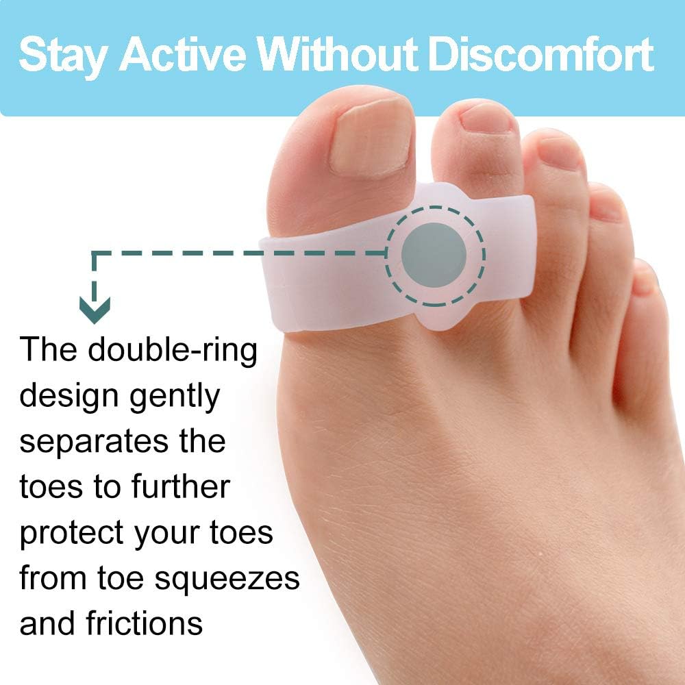 Welnove Pack of 12 Bunion Corrector, Toe Separators with 2 Loops, Big Toe Spacer Suitable for Bunion and Overlap Toe (White)