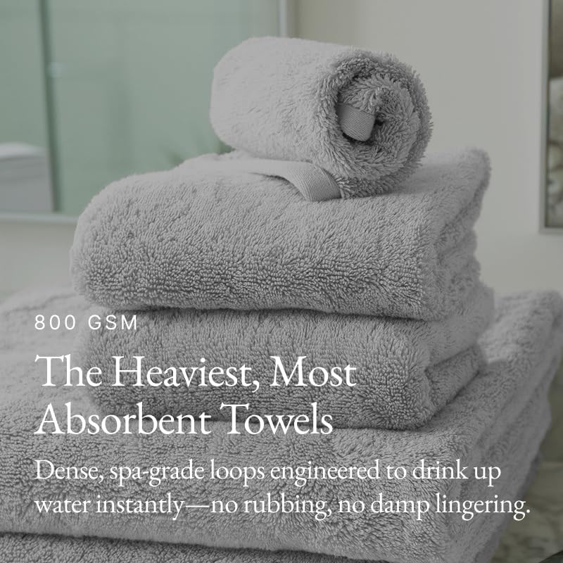 Italic Ultraplush 100% Australian Cotton Towels - Set of 2 Luxury Bath Towels, Quick Dry Plush and Absorbent, Heavy Duty Large Bath Towels, 800GSM Towels for Bathroom & Spa (Light Gray)