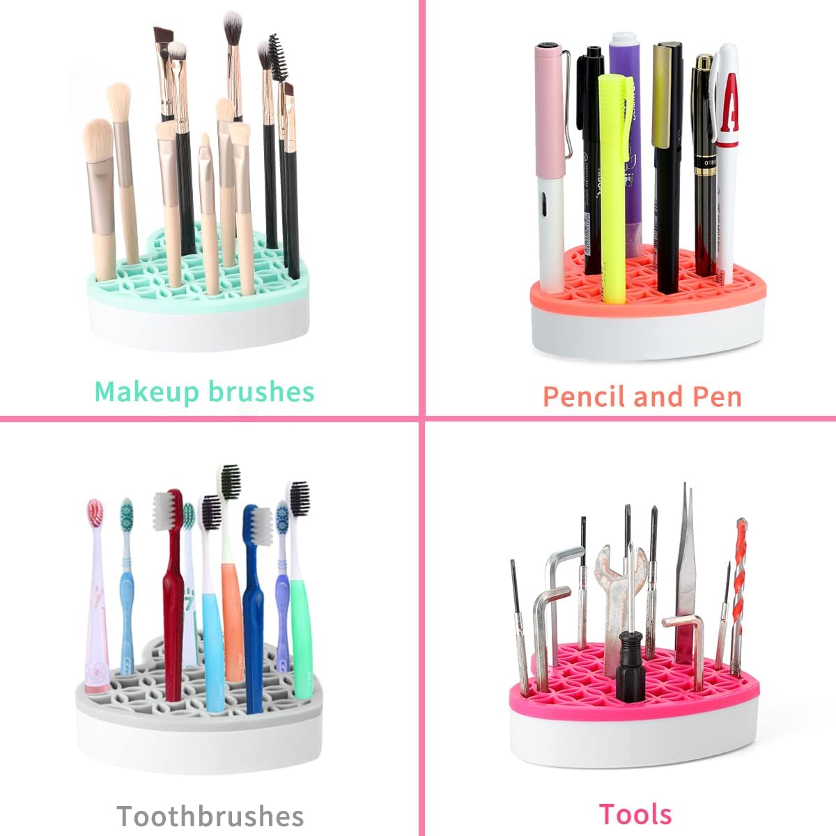Silicone Makeup Brush Holder, Cosmetic Organizer, Pen Holder for Desk, Pencil Case, Sewing Tool, Beauty Tool, Brushes, Scissors, Toothbrush Holders (Pink)