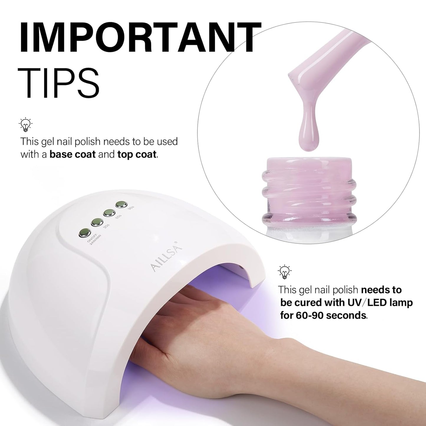 AILLSA Light Pink Nail Gel Polish Nude Baby Pink Gels Polish Color Fall Winter Mauve Jelly Nails Art Natural Nail Polish Soak Off U V Gel Nail Manicure at Home Holiday Gift For Women 0.51 Fl Oz