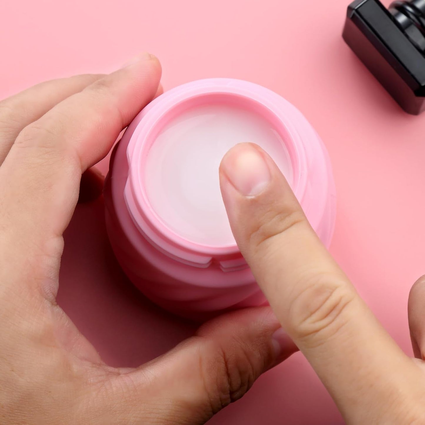 Gemice Silicone Cream Jars TSA Approved Travel Size Containers with Toiletry Bag, Wide Mouth Leak-proof Travel Accessories with Lid for Cosmetic Cream (4 Pack)