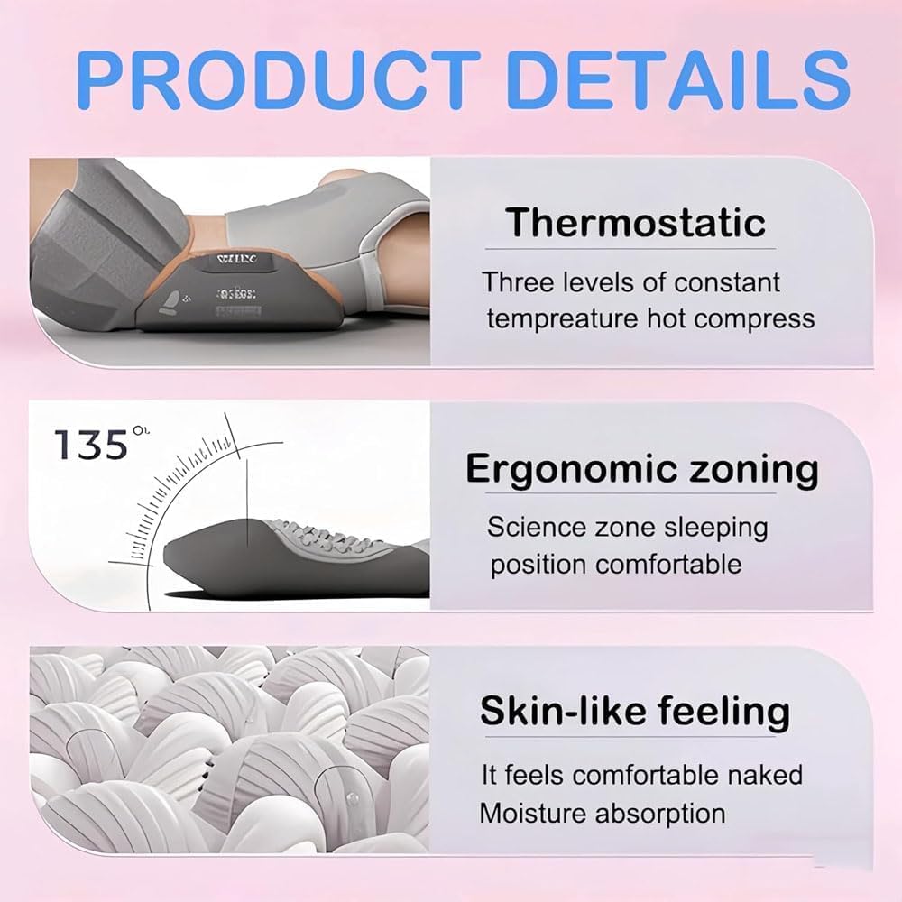 Triple Fusion Back Massager, 3-in-1 Back Massager with Traction Lifting, Electric Fusion Massager with Lifting and Vibration Massage and Heat Compress Against Pain (Grey)