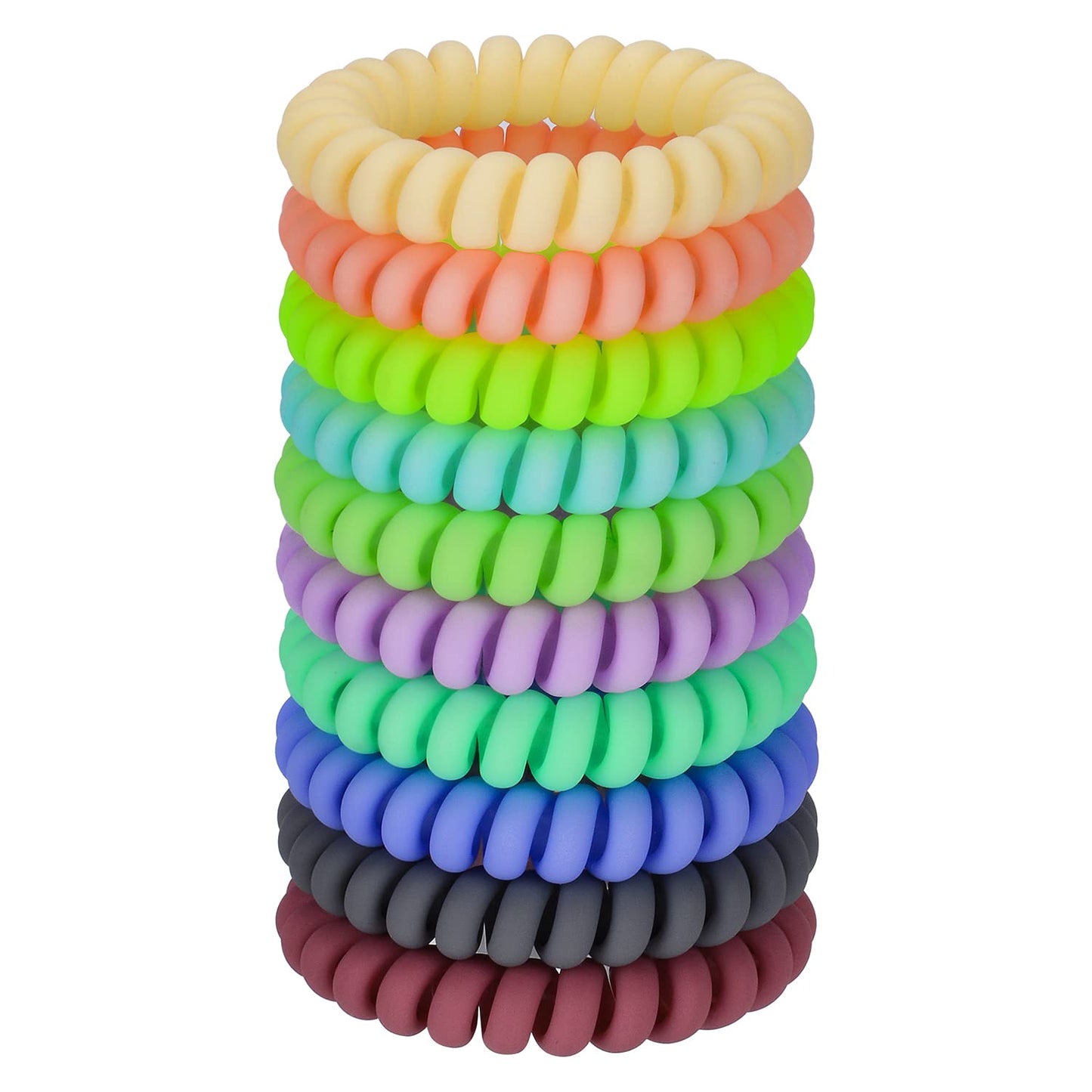 JessLab Spiral Hair Ties for Women, 10-Pack Traceless No-Damage Ponytail Holders, Coils Hair Bands for Girls, Assorted Colors