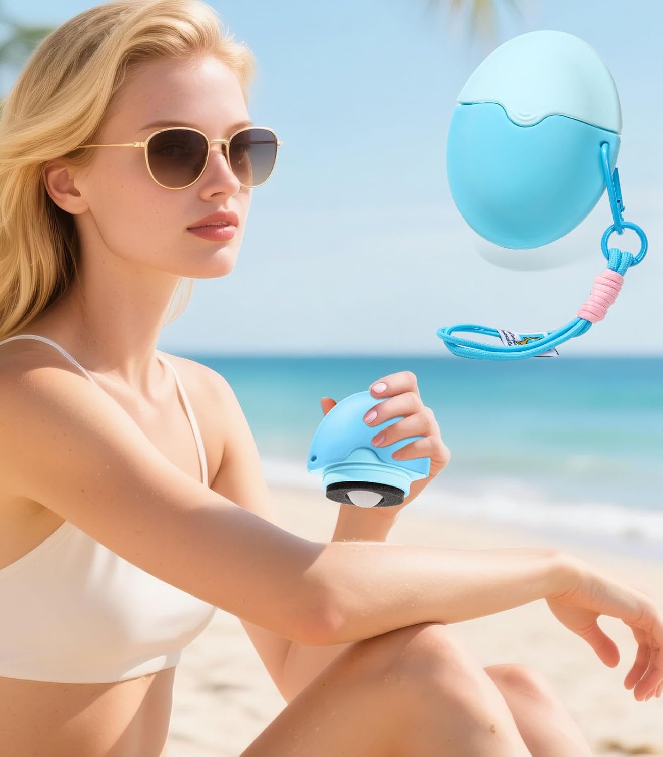 Sunscreen Applicator - Refillable Roll on Sponge Sunscreen, Suncream & Lotion Applicator,Proof Sun Lotion Brush - 1.85 Oz Travel Size - Summer Beach Essentials -Baby & Toddler Friendly