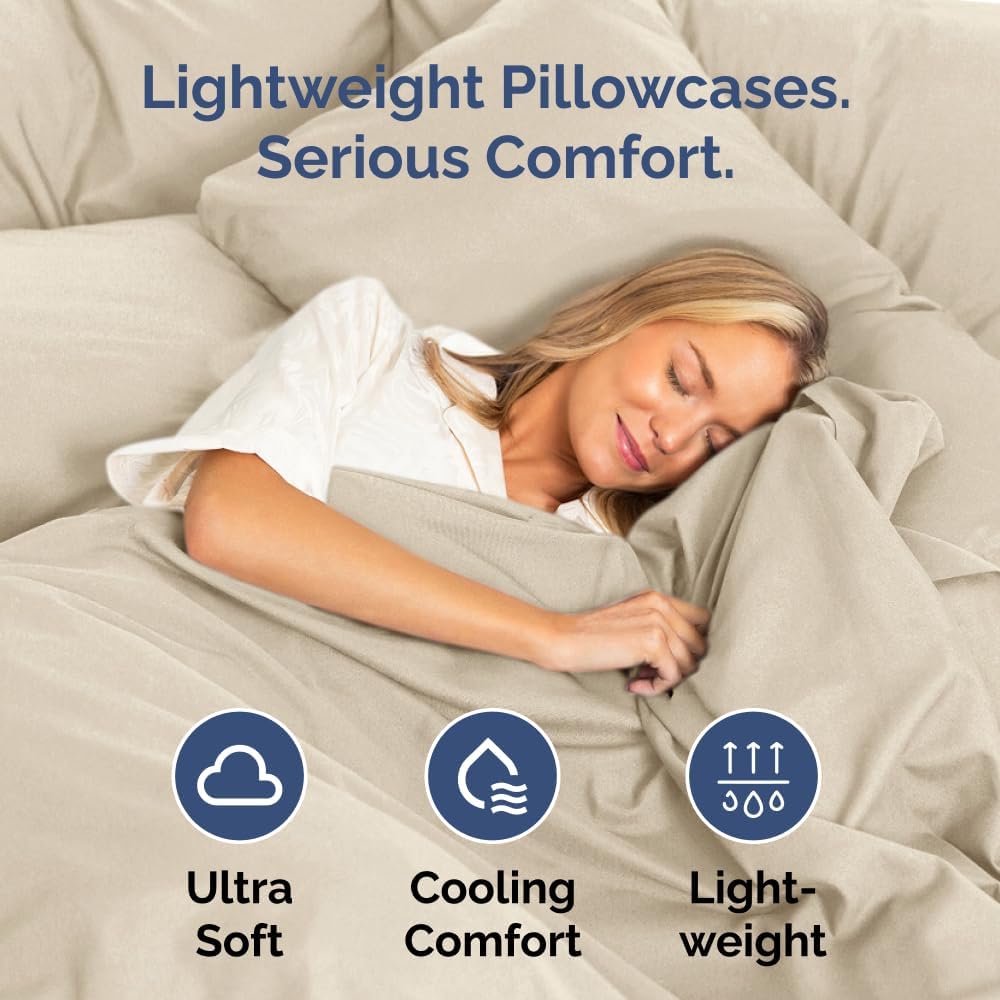 King Pillow Cases Set of 2 - Ultra Soft Hotel Quality Pillowcase Covers - Comfy, Cozy & Wrinkle Free - Shrinkage, Stain and Fade Resistant - Machine Washable Pillow Protectors - 2 Piece Set - Wheat