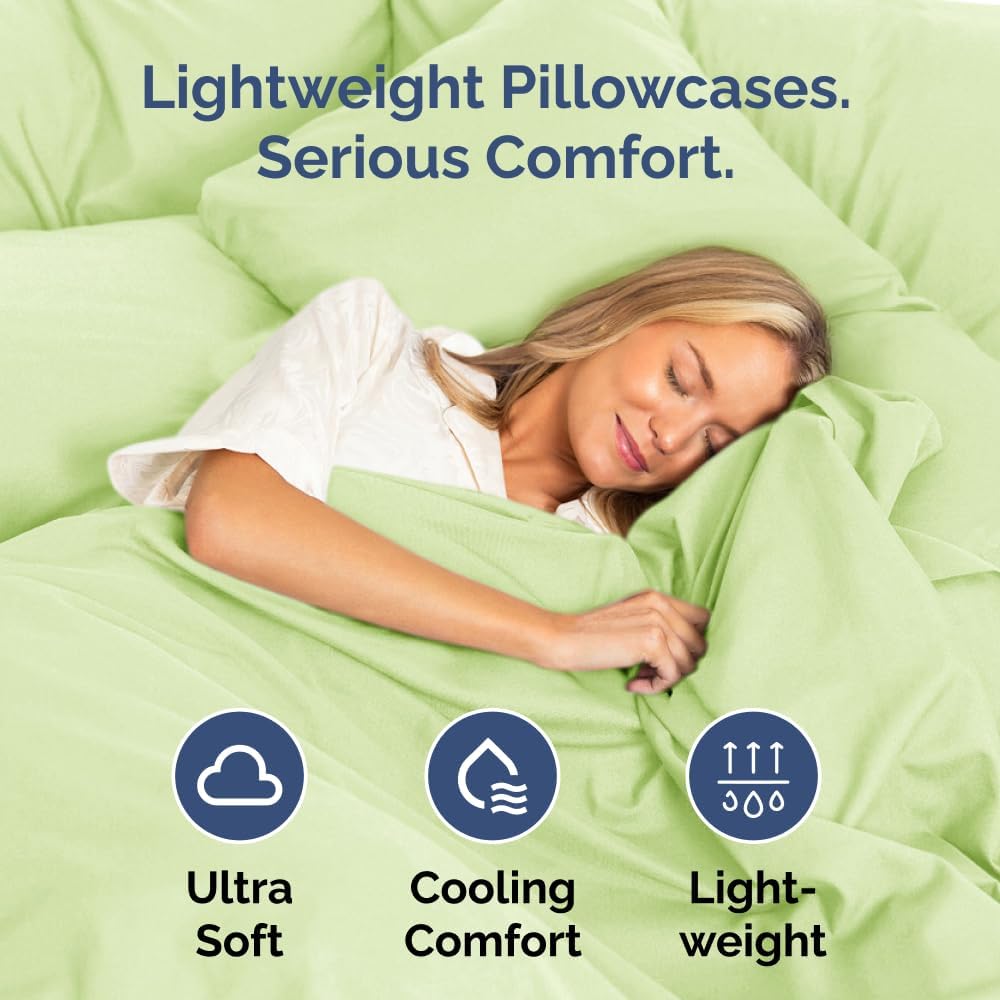 Queen Pillow Cases Set of 2 - Ultra Soft Hotel Quality Pillowcase Covers - Comfy, Cozy & Wrinkle Free - Shrinkage & Fade Resistant - Machine Washable Pillow Protectors - 2 Piece Set - Light Sage Green