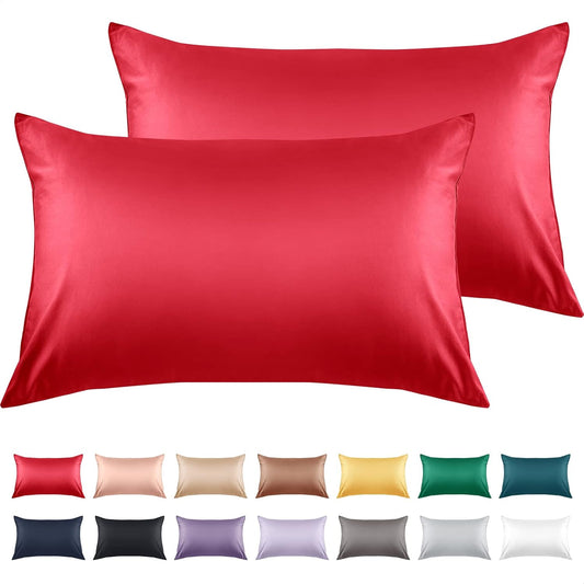 Warmstar Cotton Pillow Cases King Size Set of 2, 600 Thread Count Pillowcases 20x36 Inches, Soft Long Staple Cotton Pillowcases Breathable with Envelope Closure,Wine Red