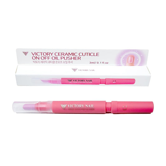 Cuticle Oil Pen 3-in-1 Ceramic Nail Buffer & Cuticle Remover – Moisturizing & Strengthening Nail Care for Dry, Damaged, Brittle Nails. (Pink)