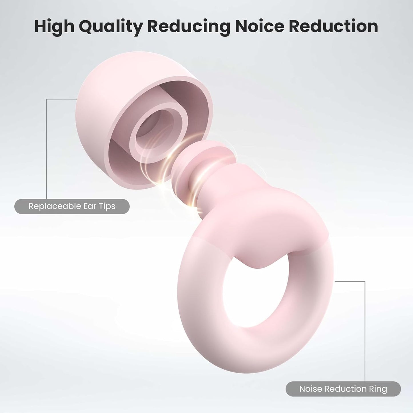 Ear Plugs for Sleeping, 2 Pairs of Reusable Earplugs for Noise Reduction 25dB-30dB with 8 Ear Tips, Soft Hearing Protection Ear Plugs for Concert,Noise Sensitivity, Study & Work