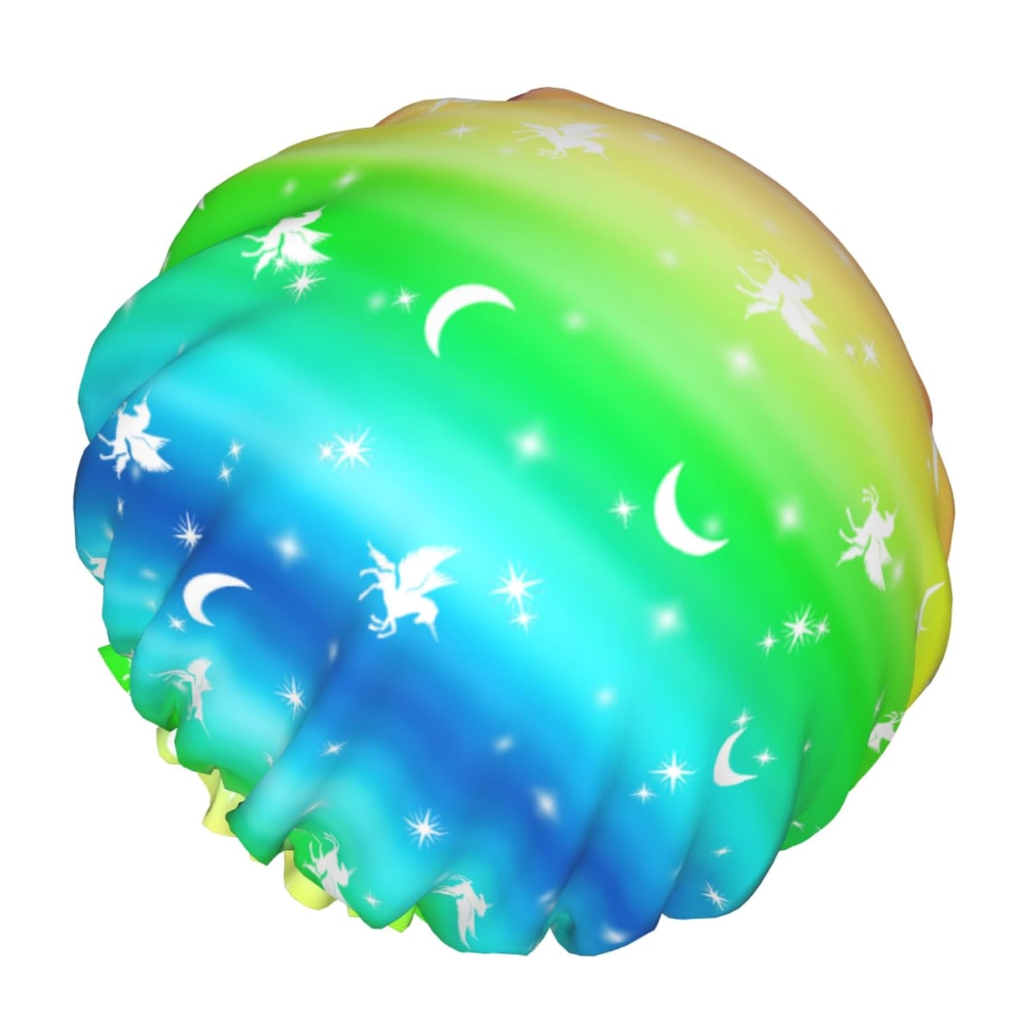 Rainbow Shower Caps Colorful Dual-Layer Waterproof Bath Hat Reusable Hair Caps Elastic Hair Hat for Shower Cooking Clean Makeup Travel