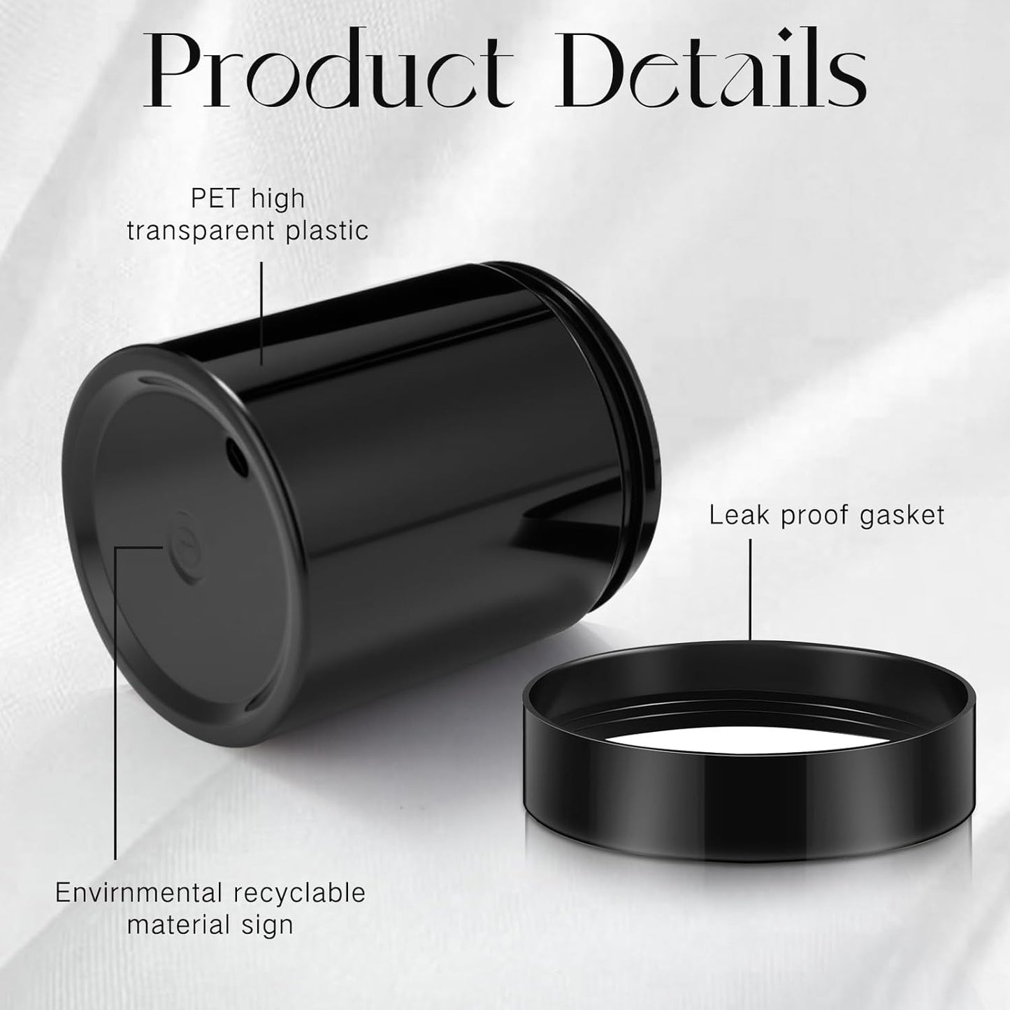 SATINIOR 12 Pack 8 oz Plastic Container Jars with Lids Round Clear Travel Cosmetic Container Slime Jar for Toiletries, Lotion, Cream, Ointment, Makeup, Rhinestone, Sample, Kitchen Storage(Pure Black)