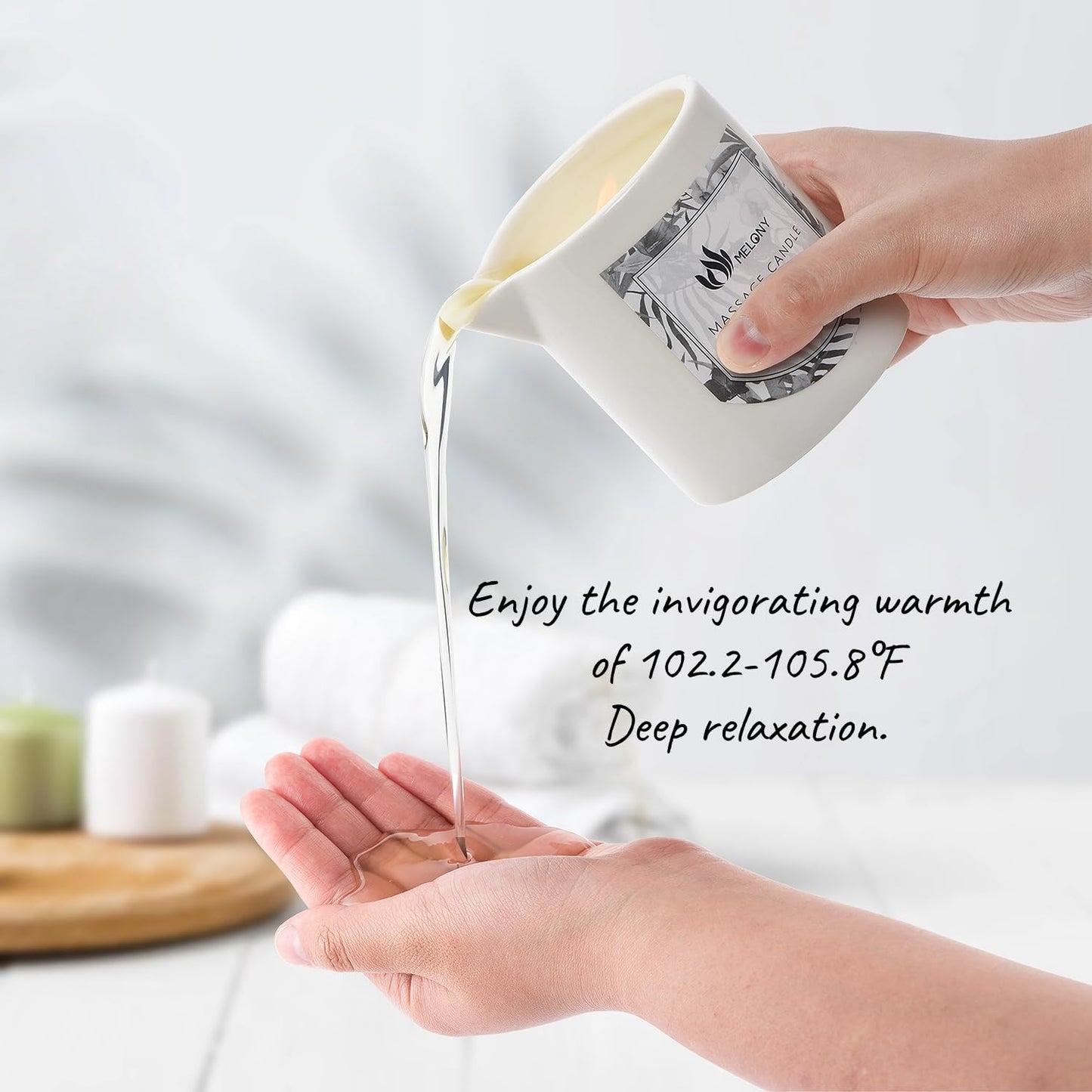 MELONY Soy Massage Oil Candle | Low Temp | Perfect Intensive Skin Treatment Candle | 8.1Oz |Massage & Moisturise (Peppermint)