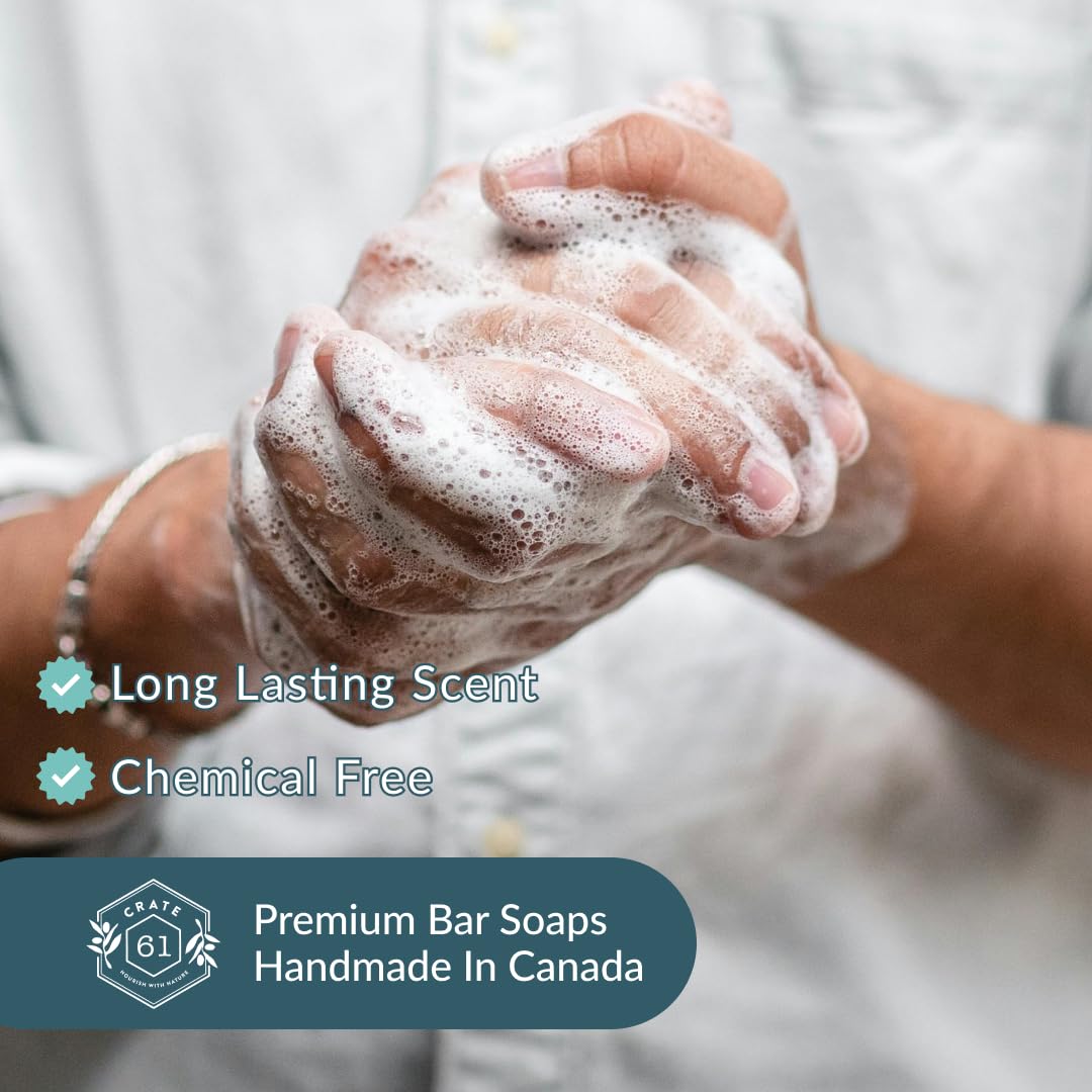 Crate 61 Organics, Handmade in Canada, Plant Based Cold Process Natural Bar Soap For Face And Body, With Premium Essential Oils, For Men And Women 3 Pack (Alpine & Spice)