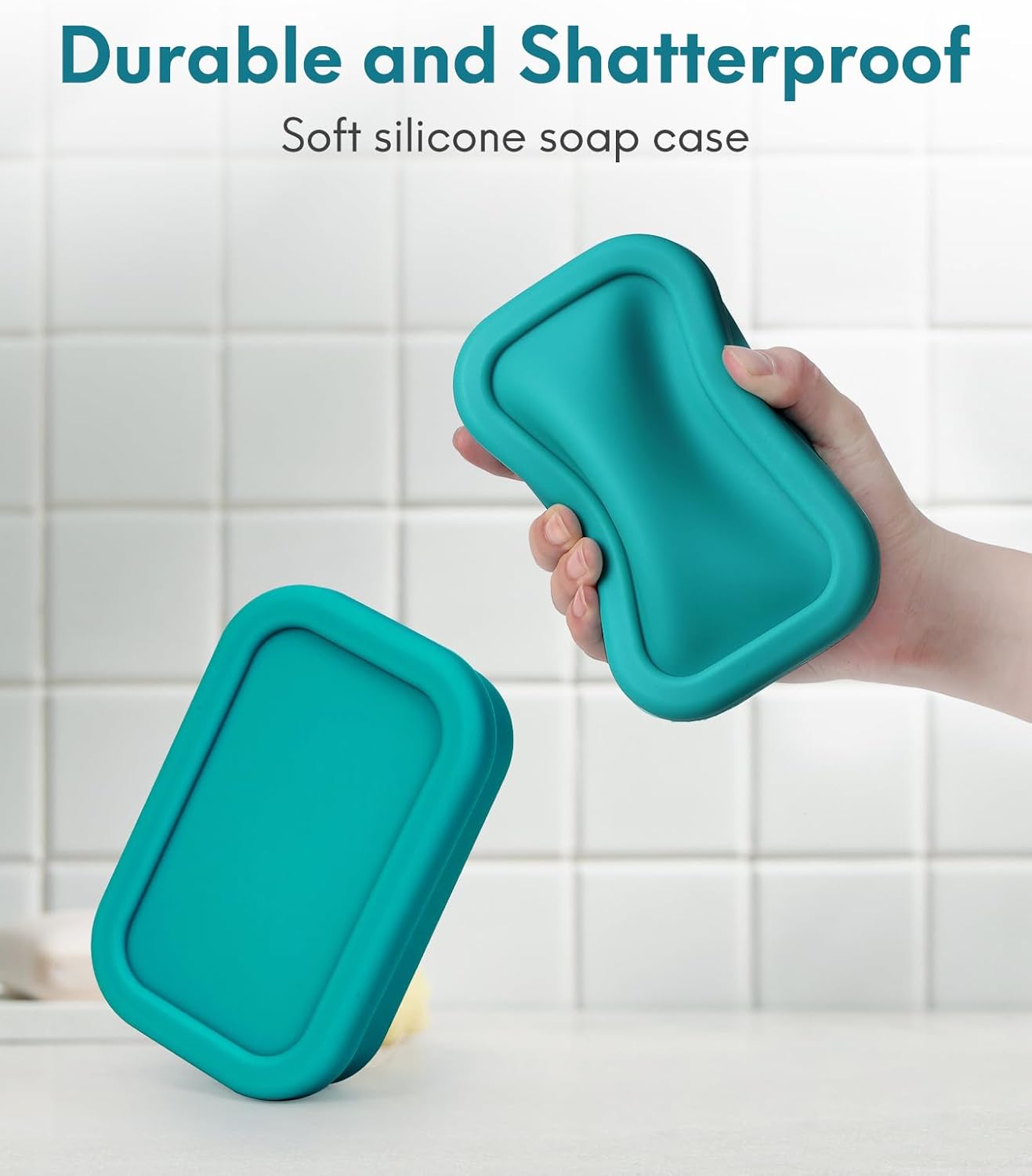 Quatish Solid Shampoo Bar Holder, Large Leakproof Travel Soap Case, Silicone Soap Box with Draining Layer, Enhanced Soap Container, Suitable for Camping, Gym, Bathroom, Outdoor Essentials, Green