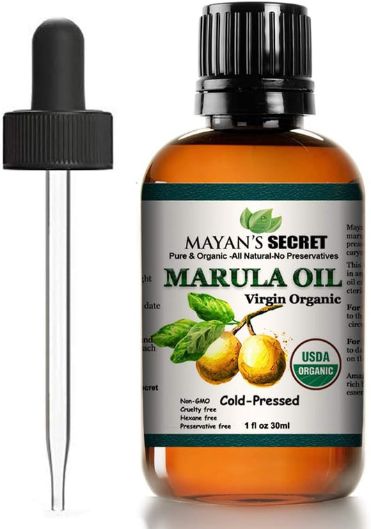 Mayan's Secret Pure Carrier and Essential oils for Skin Care, Hair, Body Moisturizer for Face-Anti Aging Skin Care (Marula Oil Organic, 1oz)