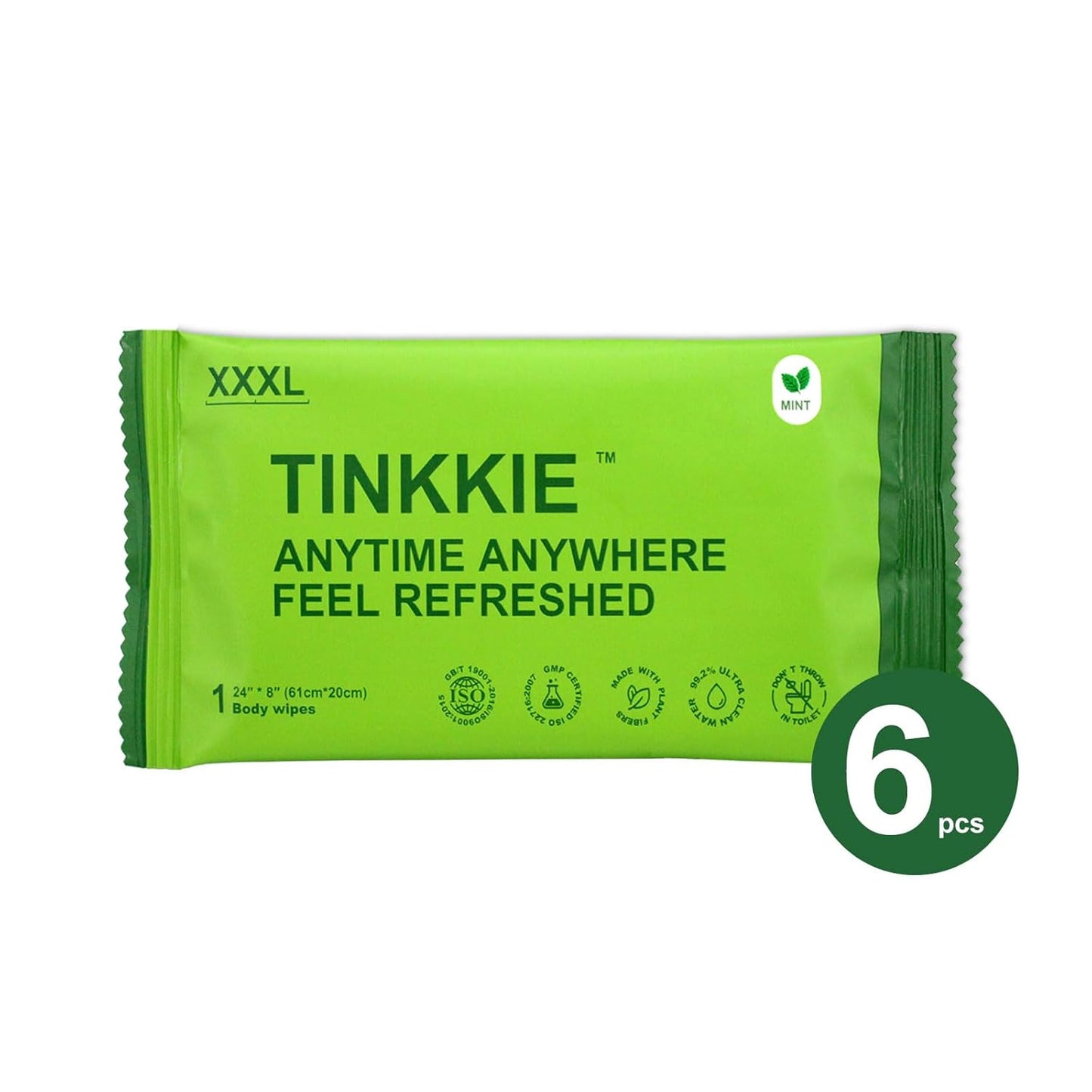 5X Larger Extra Large Body Wipes for Bathing No Rinse 6 Pack, Cooling Travel Pack for Outdoors Sports, Portable Disposable Body Cleansing Towelettes, Great for Gym, Camping