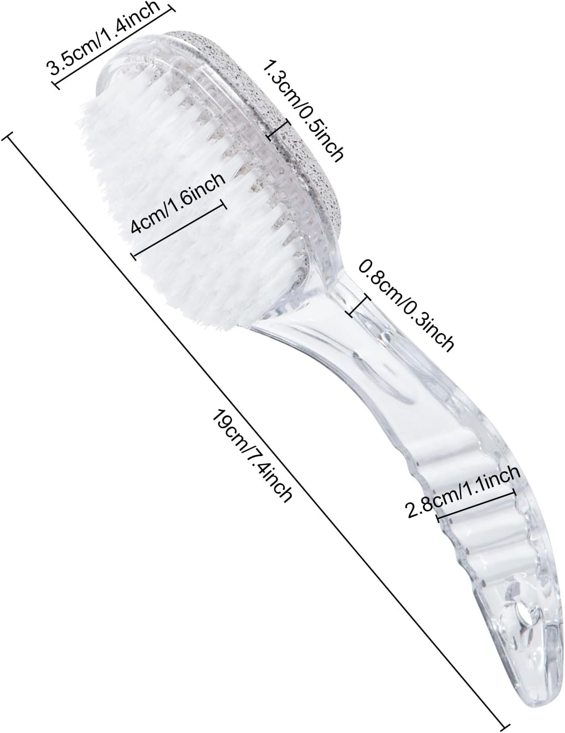 2 Pcs Foot Pumice Stone Brush Calluses Remover, Large Foot Scrubber Foot File with Handle 2 in 1 Suitable for Horniness Foot Spa, Foot Care Smooth Skin (Transparent)