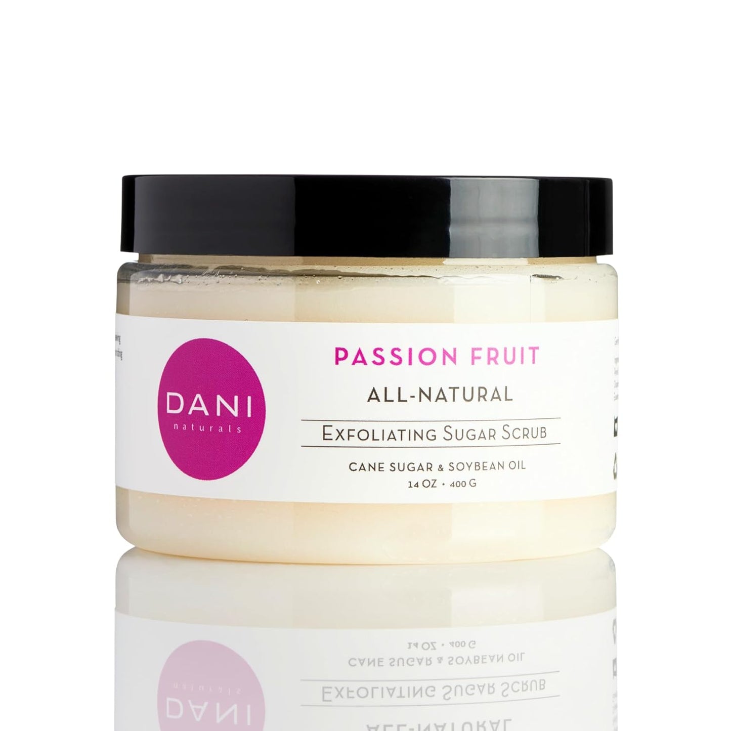 DANI Naturals Sugar Scrub – Pure & Gentle Exfoliation with Juicy Passion Fruit Scent. Organic sugar, shea butter, and nourishing oils for smooth, soft skin – 14 oz