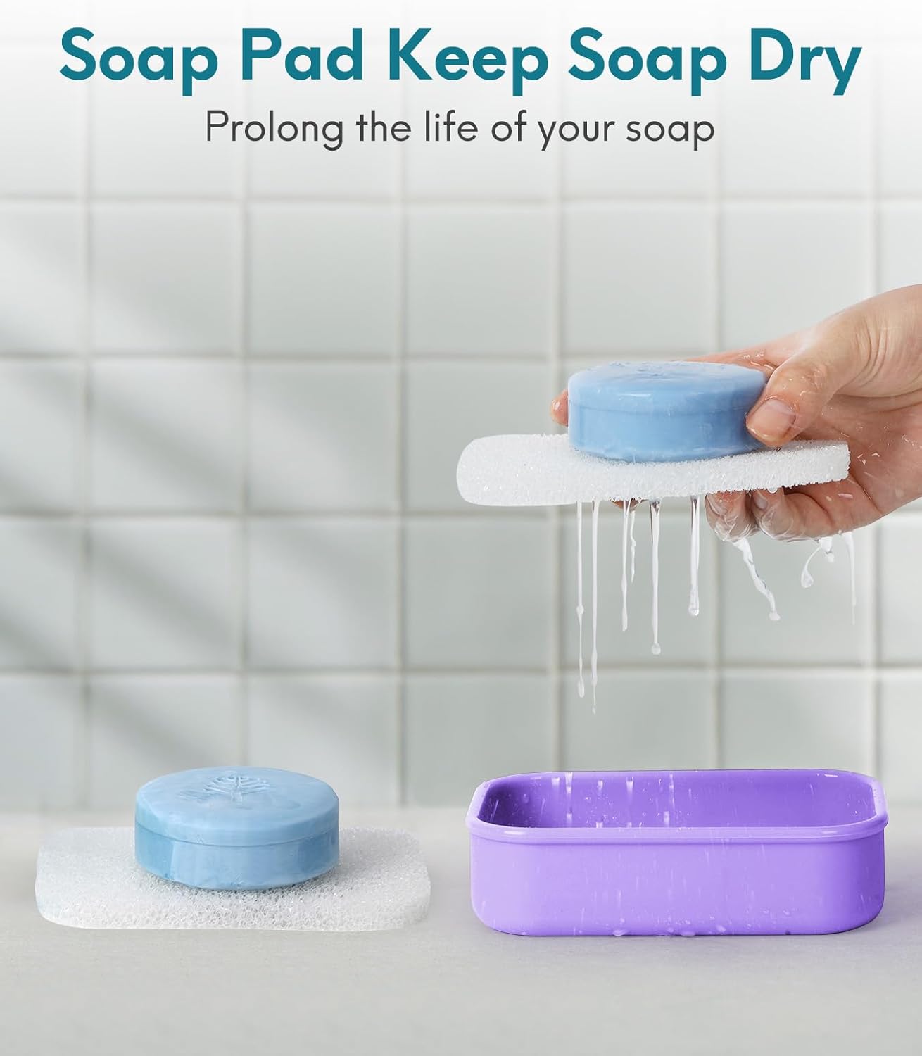 Quatish Solid Shampoo Bar Holder, Large Leakproof Travel Soap Case, Silicone Soap Box with Draining Layer, Enhanced Soap Container, Suitable for Camping, Gym, Bathroom, Outdoor Essentials, Purple