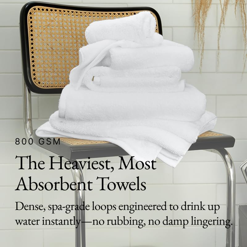 Italic Ultraplush 12-Piece Family Towel Set – Luxury Bath Towels, Hand Towels & Washcloths – Quick Dry, Plush & Absorbent 800GSM 100% Australian Cotton for Bathroom & Spa (White)