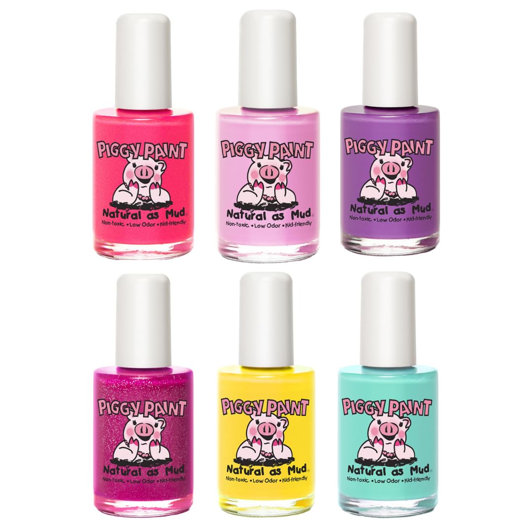 Piggy Paint | 100% Non-Toxic Girls Nail Polish | Safe, Cruelty-free, Vegan, & Low Odor for Kids| You Take the Cake (6 Polish Set)