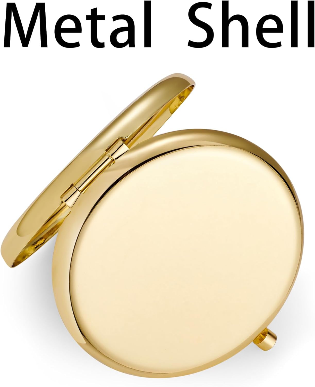 Compact Mirror, Pocket Travel Makeup Mirror for Purse, Metal Round Shell, 2-Sided 1X/2X Magnifying, Portable, Folding, Handheld, Gold, 6 Pack