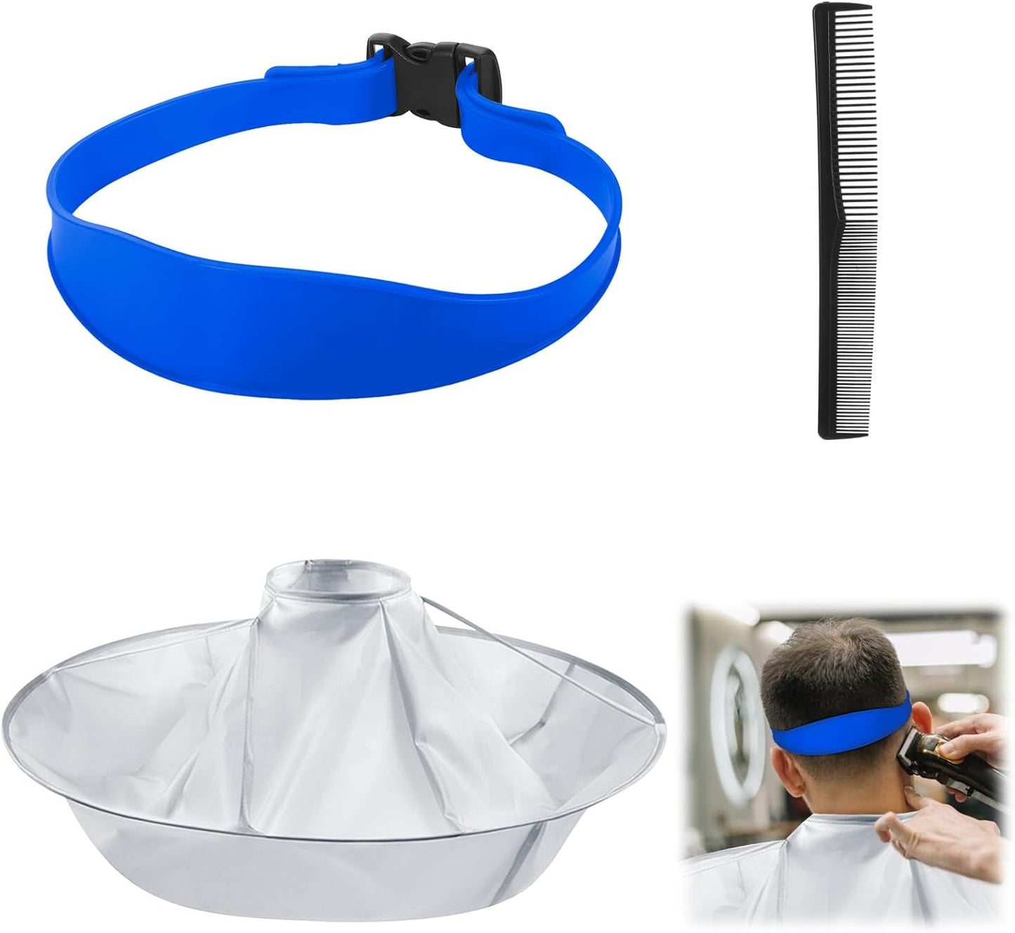 Fade Haircut Guide for Men, Self Haircut Kit for Men, Include Hair Cutting Guide & Cape Umbrella & Comb, Neckline Shaving Templat, DIY Hair Cutting Accessories Tools for Home (Blue)