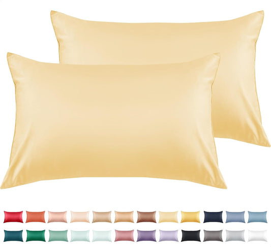 Warmstar Cotton Pillow Cases Standard Size Set of 2, 600 Thread Count Pillowcases 20x26 Inches, Soft Long Staple Cotton Pillowcases Breathable with Envelope Closure, Mustard Yellow