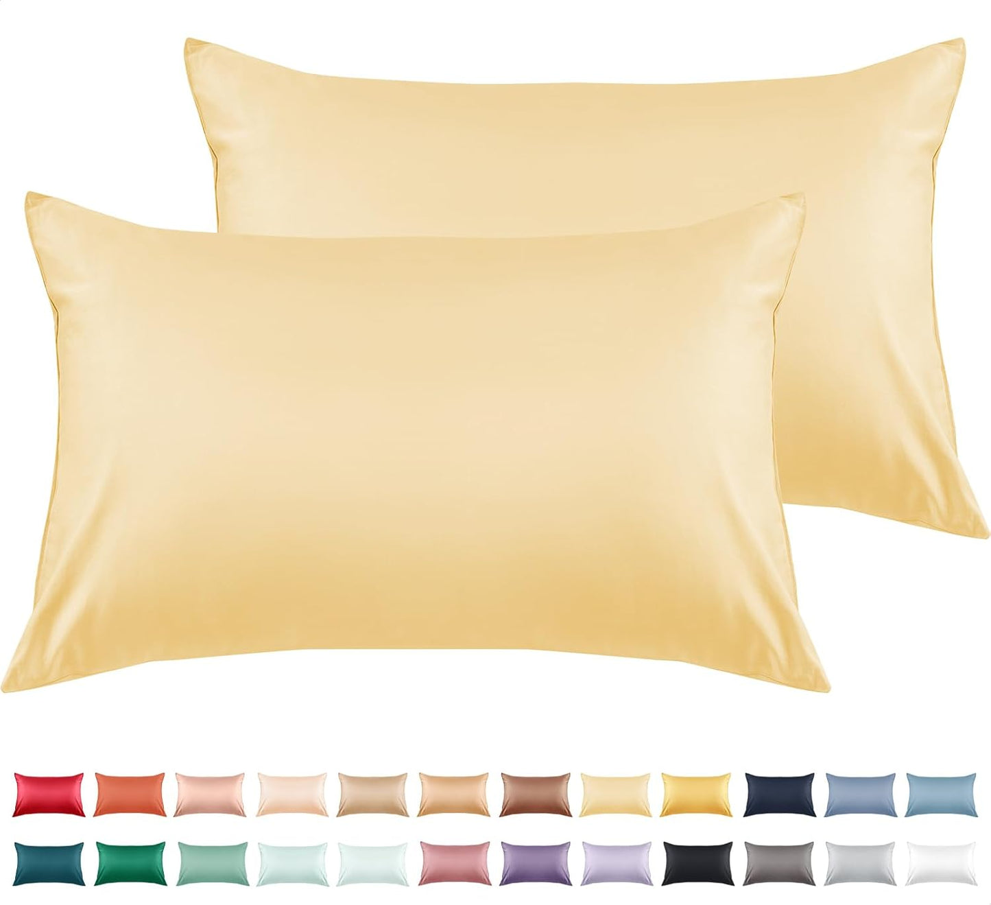 Warmstar Cotton Pillow Cases King Size Set of 2, 600 Thread Count Pillowcases 20x36 Inches, Soft Long Staple Cotton Pillowcases Breathable with Envelope Closure,Mustard Yellow