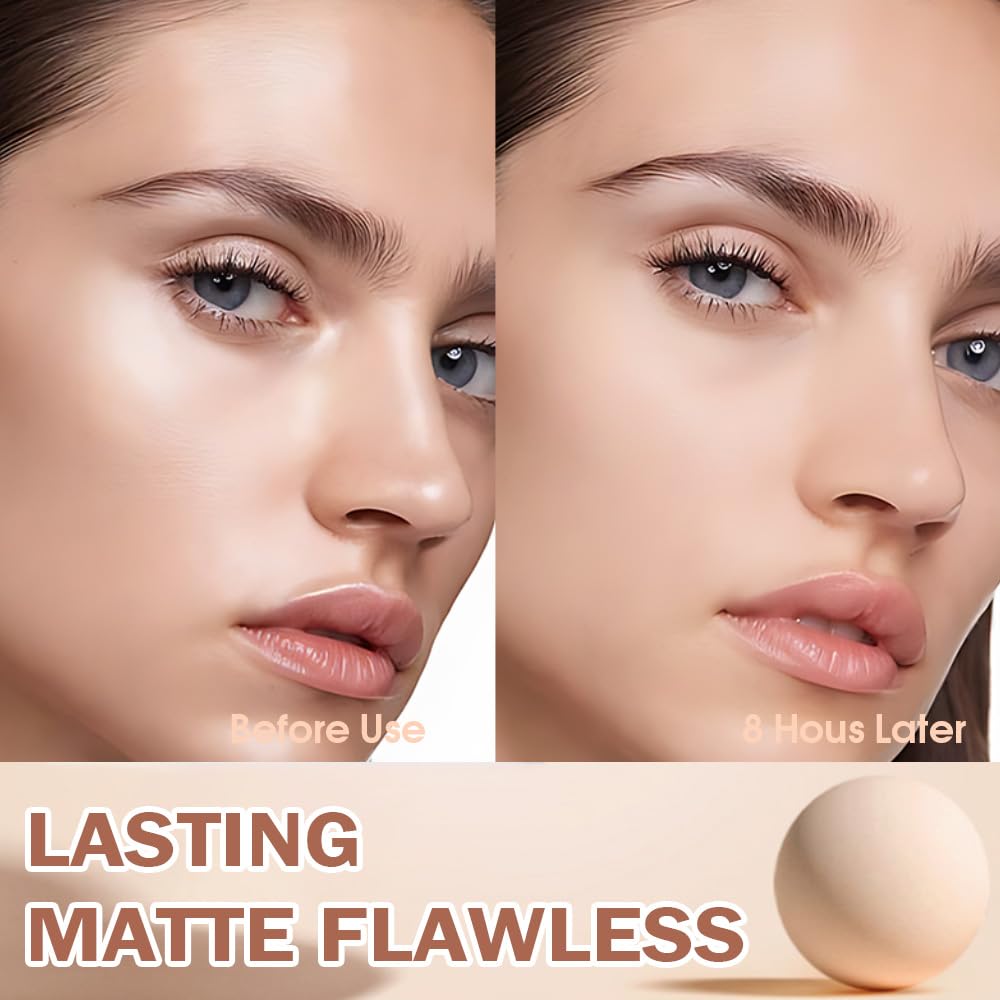 Oil Control Matte Perfection Face Powder Compact For Women, Matte Smooth Flawless Setting Powder Makeup, Polvo Compacto De Maquillaje, Waterproof Long Lasting, 0.35Oz, (23AD White, 1)