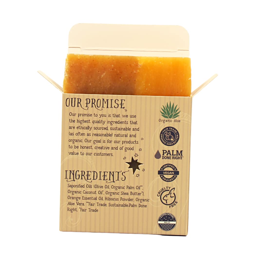 Varina Organic Orange Hibiscus Bar Soap - Gentle Cleansing for Sensitive Skin, Fruity - 3 Pack