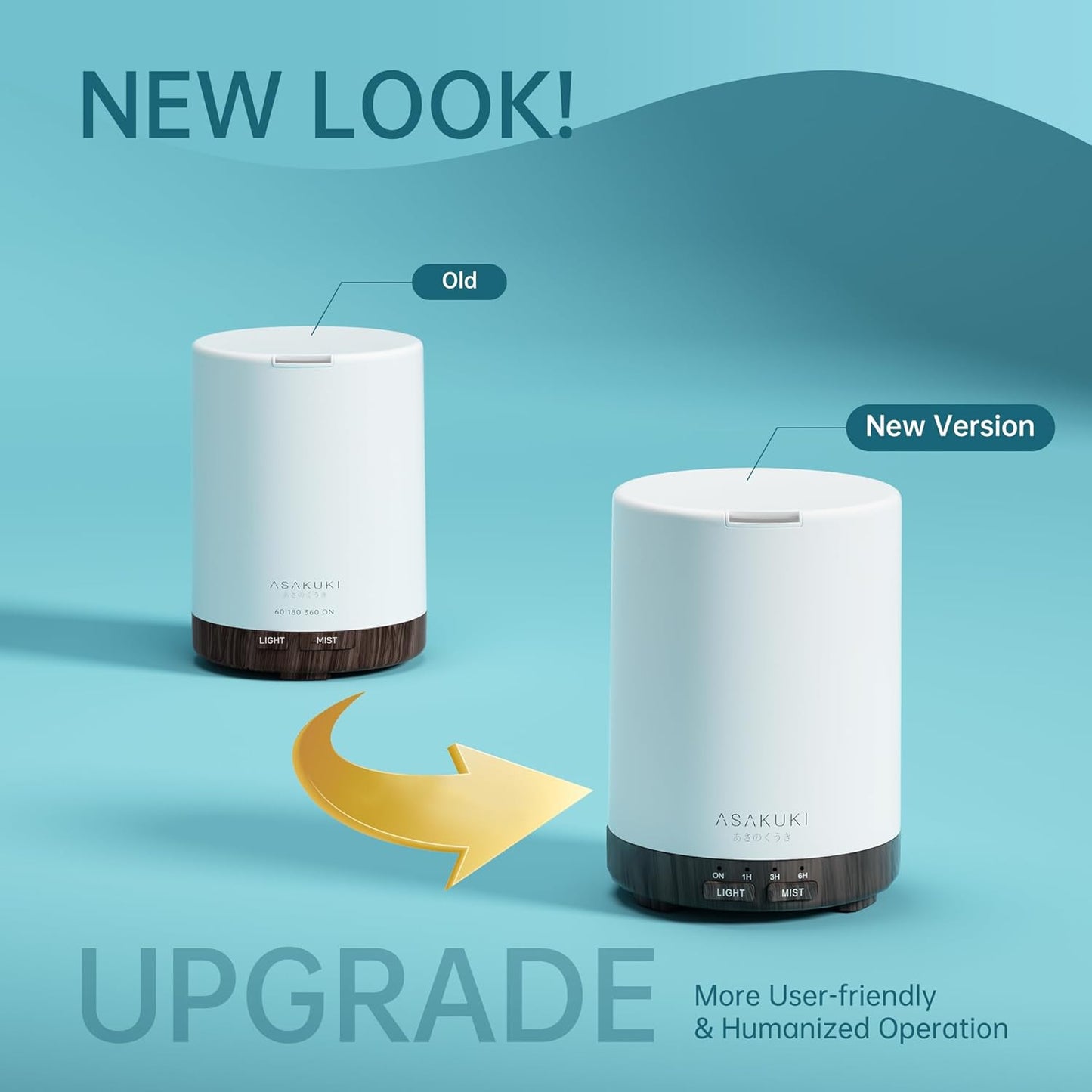 ASAKUKI 300ML Essential Oil Diffuser, Quiet 5-in-1 Premium Humidifier, Home Fragrance Aroma Diffuser with 7 LED Color Changing Light and Auto-Off Switch -Dark Brown