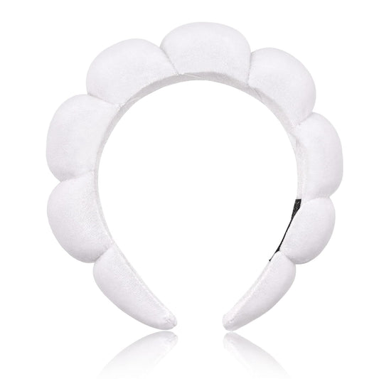 Ayesha Spa Headband for Washing Face Sponge Makeup Headbands Skincare Headband Soft Hair band to Facial Clean Headbands for Women Face wash Skin care Make up Shower (White)