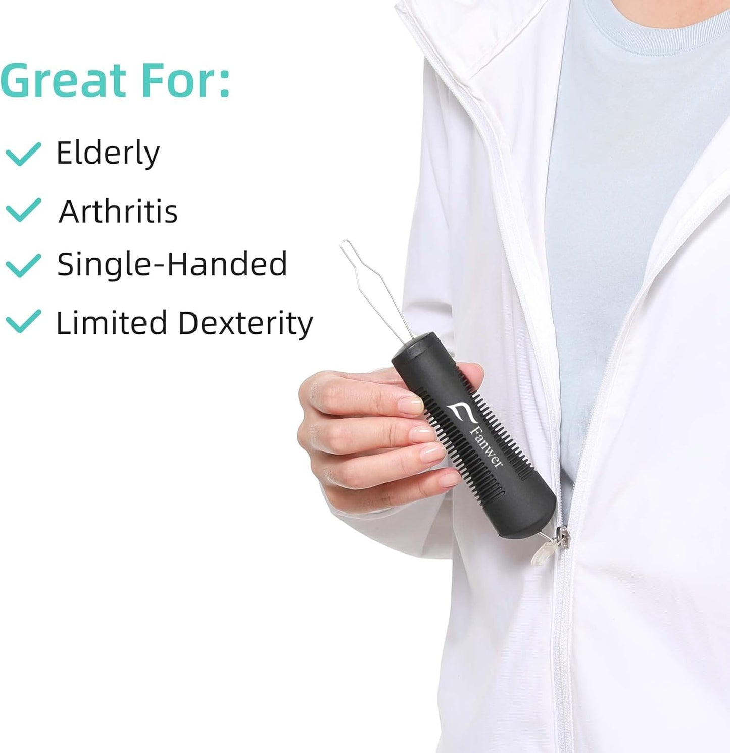 Button Hook, Button Helper Tool for Elderly, Wedding Dress Button Hook Tool, Button Assist Tool for Seniors, Arthritis, Stroke, Parkinson's or Other Disability