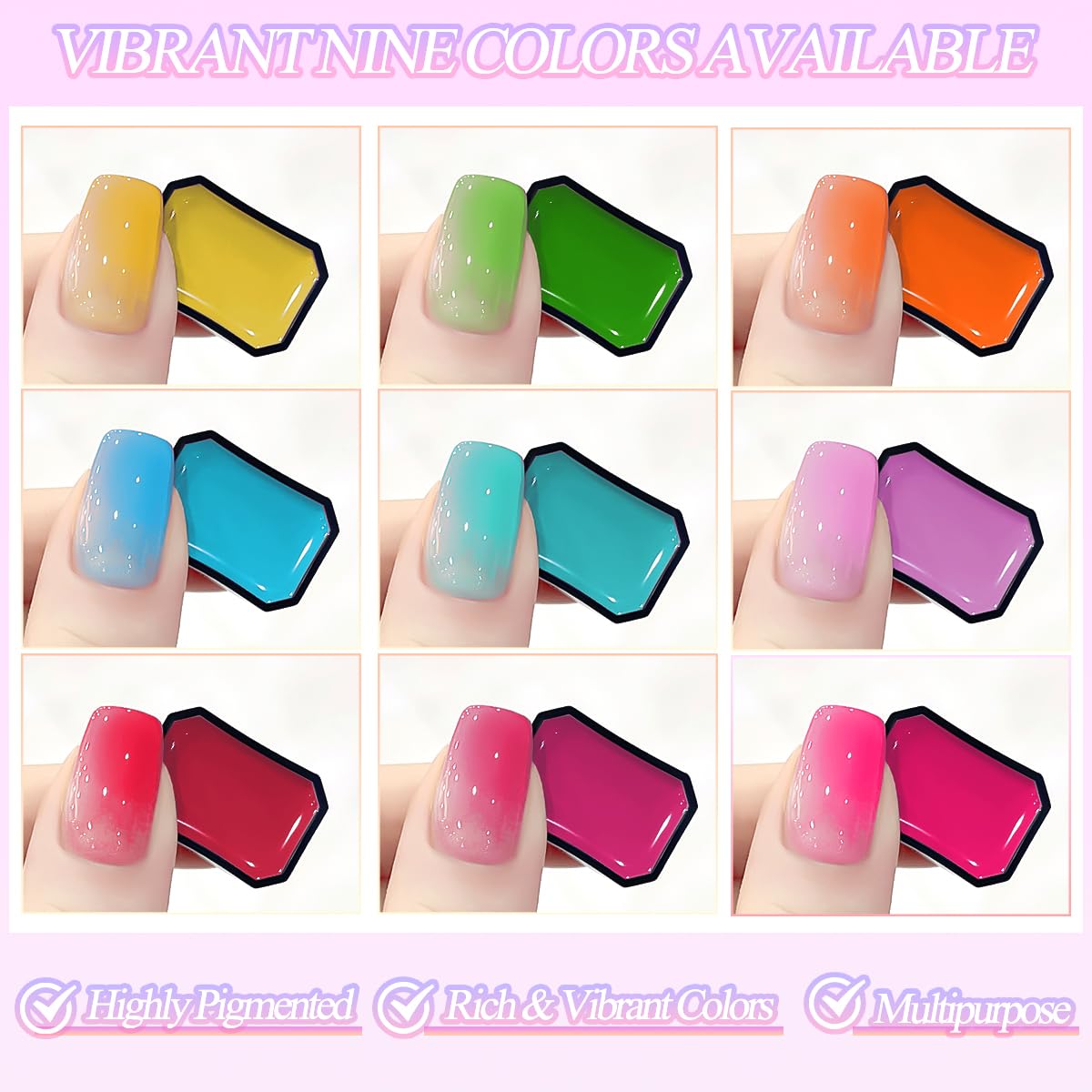9 Colors Ombre Gel Nail Polish with 8Pcs Nail Sponges,Gradient Painting Gel for Nail Blush Blooming Aura Nails Drawing Nail Art Patting Gel Polish Soak Off UV Set Long Lasting