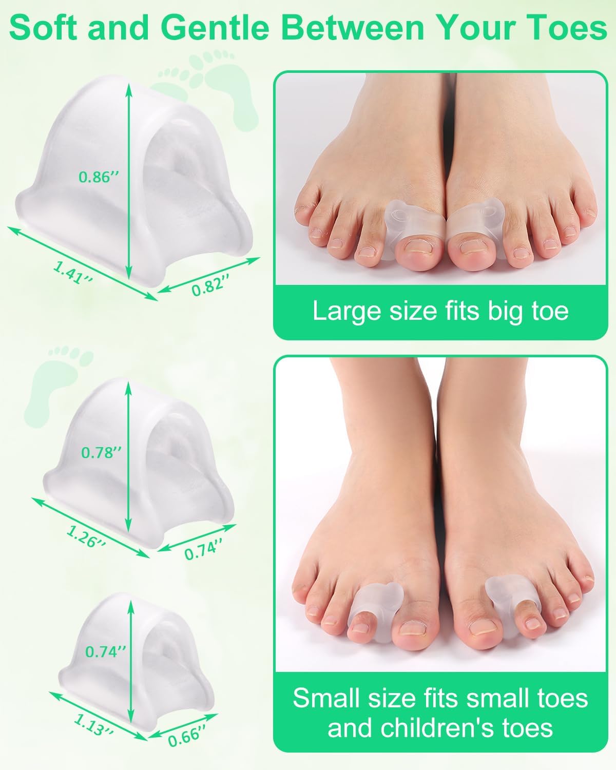 12Pcs Hammer Toe Corrector Straighteners for Women and Men Curled Toes, Crooked, Claw, Hammertoe, Gel Toe Splints Bunion Spacer Separators for Straightening (Multi-size)