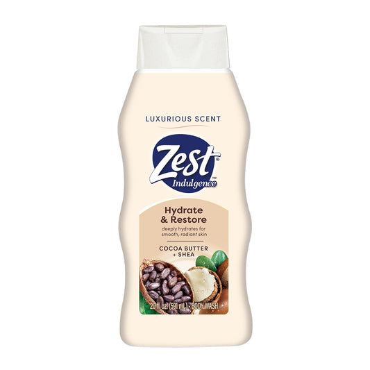 Zest Body Wash - Enriched with Wild Cocoa Butter and Shea - Hydrating Body Soap - Suitable for All Skin Types - Cocoa Butter and Shea - 20 oz