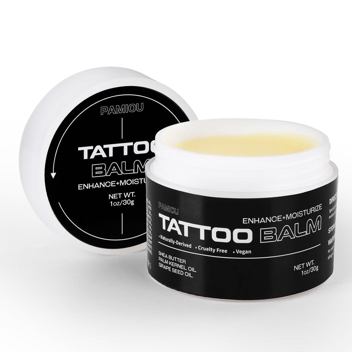 Tattoo Aftercare Balm, Tattooed Skin Moisturizer & Color Enhancement, Cream Butter For New & Old Tattoos, Naturally-Derived Ingredients, Petroleum Free, Fragrance Free - 1.06oz
