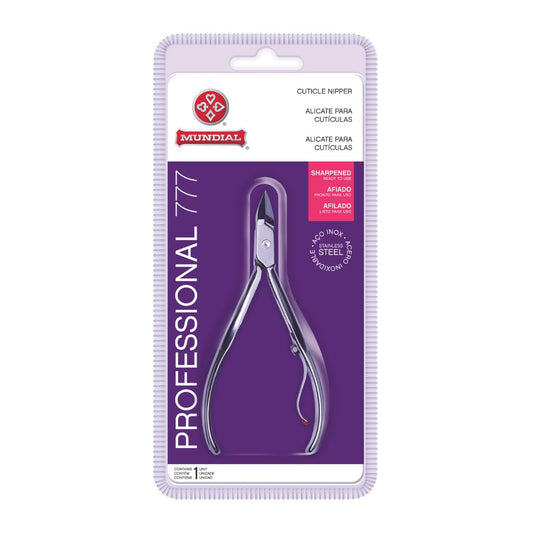 Cuticle Nipper MUNDIAL 777 Professional - Sharpened Nail Care Cuticle Trimmer for Manicure and Pedicure, Longer Stainless Steel Handle