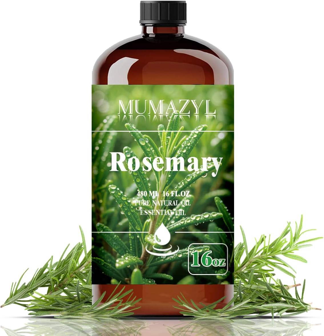Rosemary Essential Oil, Rosemary Oil 16 Fl Oz 480ML for Diffuser Humidifier Yoga Cleaning DIY Candle Soap Making Essential Oils