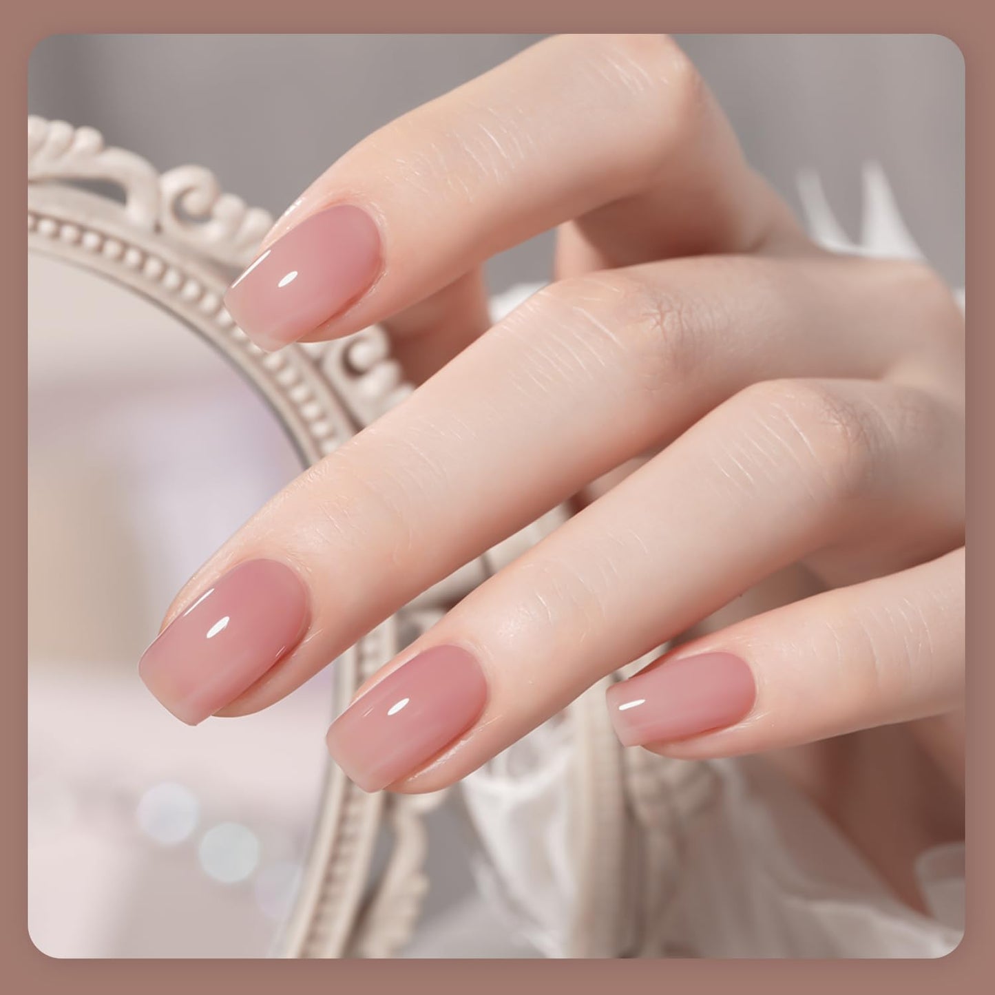 GAOY Rose Brown Jelly Gel Nail Polish of 6 Transparent Brown Pink Whiter Colors Sheer Gel Polish Kit for Salon Manicure and Nail Art DIY at Home