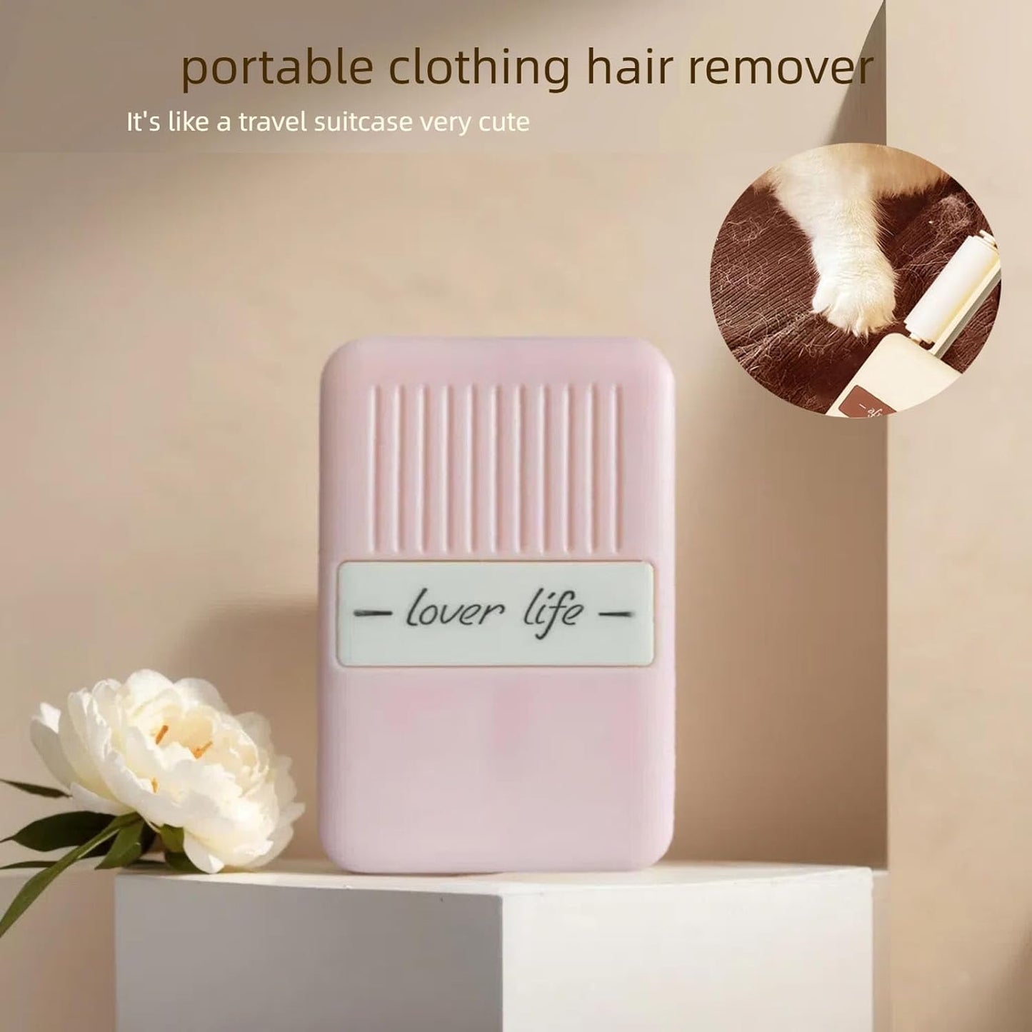 Mini Lint Roller Reusable Travel Lint Rollers for Clothes Portable Lint Remover for Pet Hair Purse Dust Fuzz Washable Sticky Small Size Compact 1.9''×1''×2.9''(Pink)