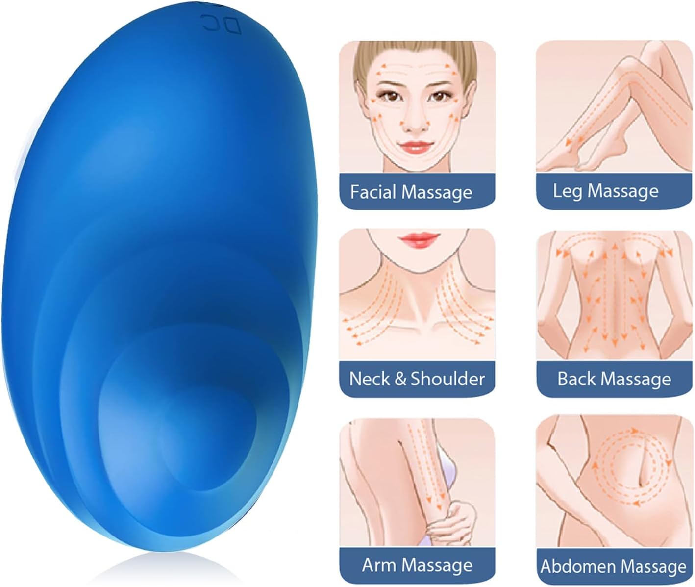 Personal Facial Massager, Neck Massager Face Back Massager Tool, Mini Electric Cordless Massager Multi-Function Modes Body Massager for Women Gift(Blue)
