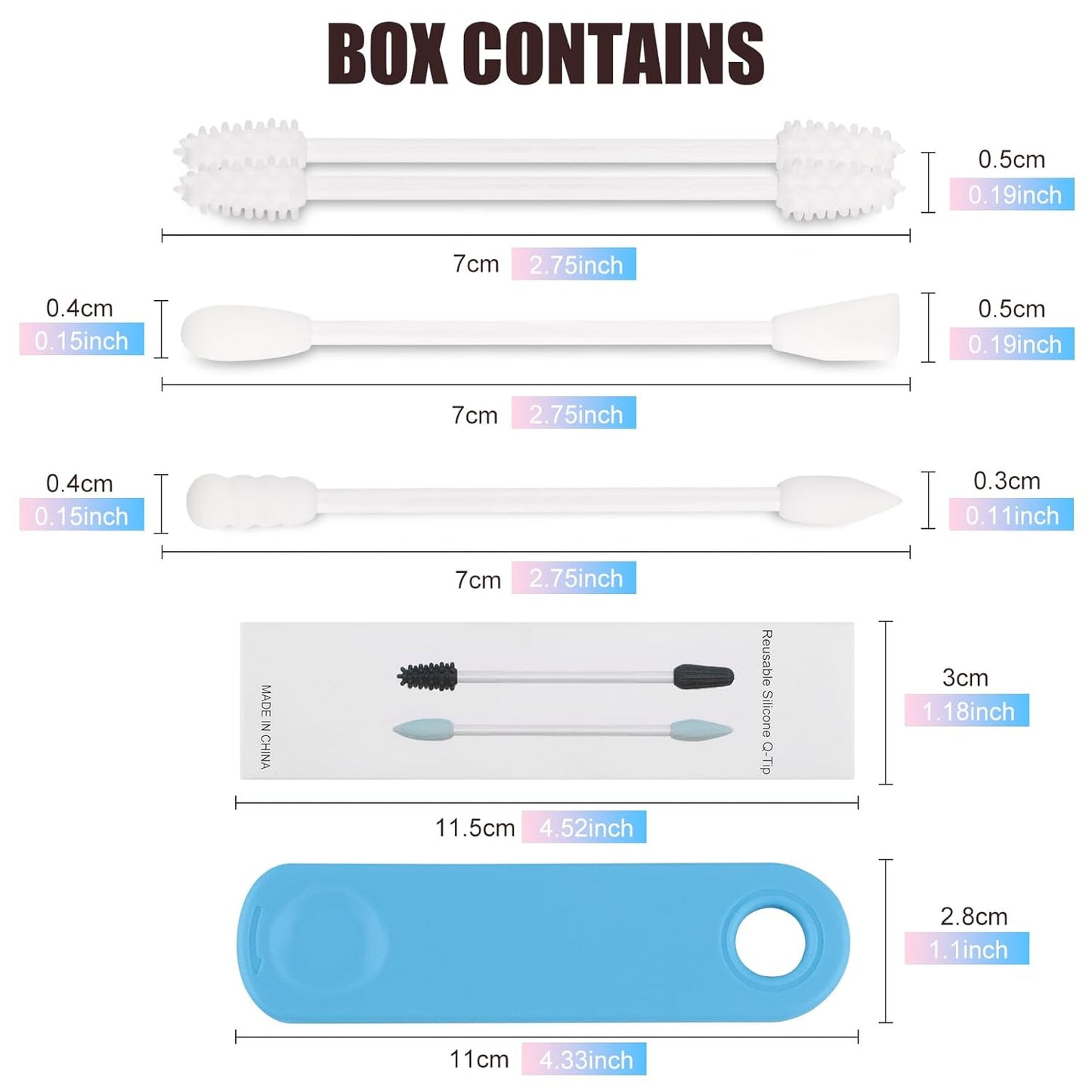 Reusable Cotton Swabs for Ear Cleaning - The Sustainable and Sanitary Alternative to Single-Use Q Tips - Zero Waste and Easy to Clean - Comes with a Convenient Travel Case Holder - Blue and Pink